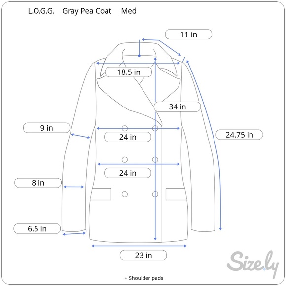 H&M L.O.G.G. Men's Charcoal Wool Blend Peacoat M - Picture 8 of 8